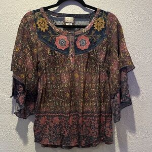 Anthropologie Ciutadella - Bohemian Floral Women's Blouse - Multicolor
